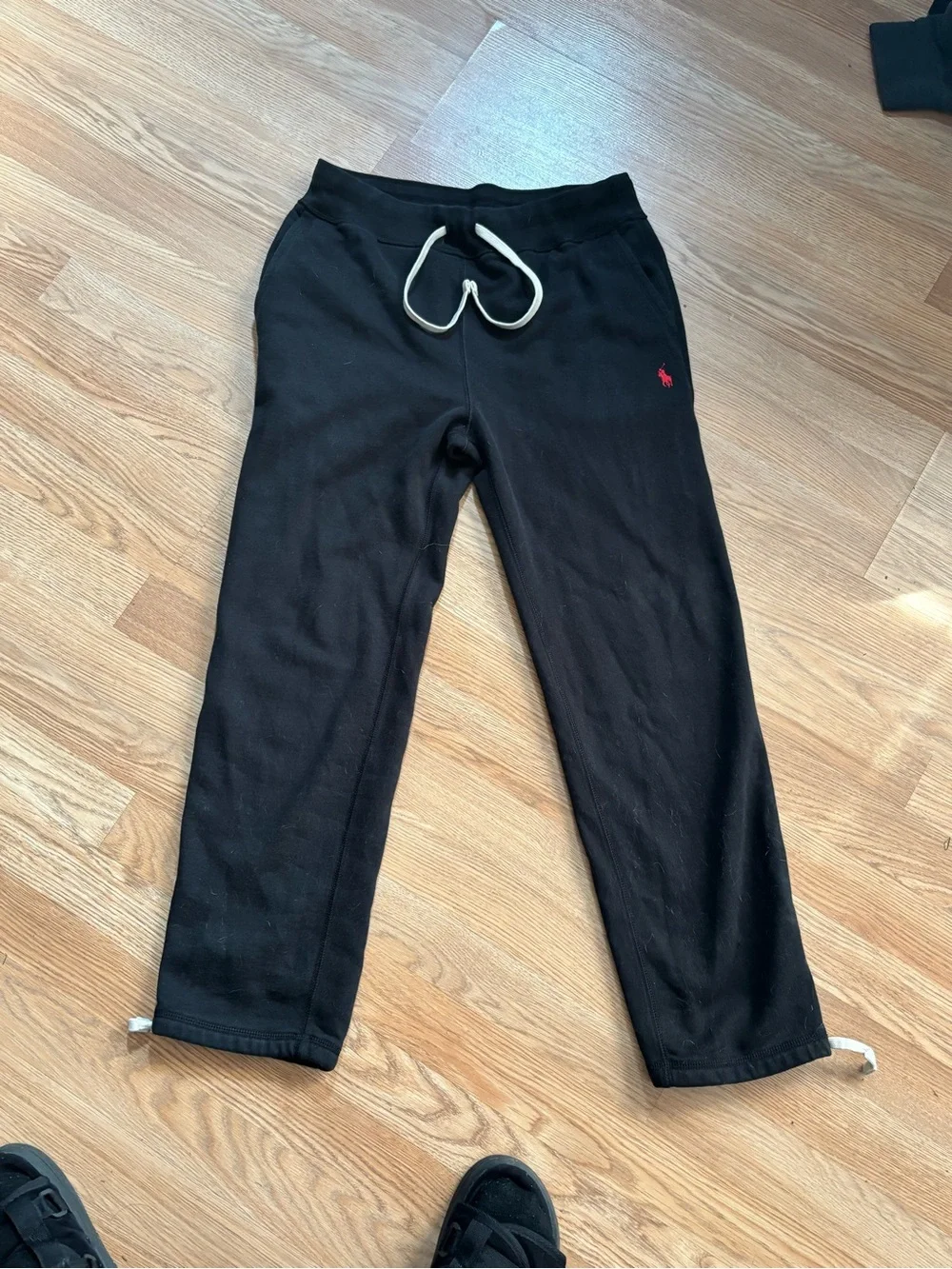 Ralph Lauren Black Kids Sweatpants with White Drawstring and Red Logo